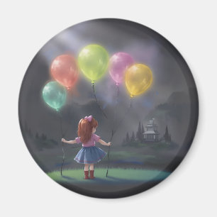 Imán Niña pequeña con globos