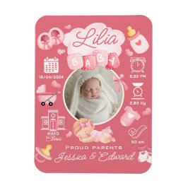 Imán Niña pequeña linda Nacida Estrellas Pink Newborn M