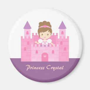 Imán Niña Princesa Linda en Castillo Rosa Cuento de Had