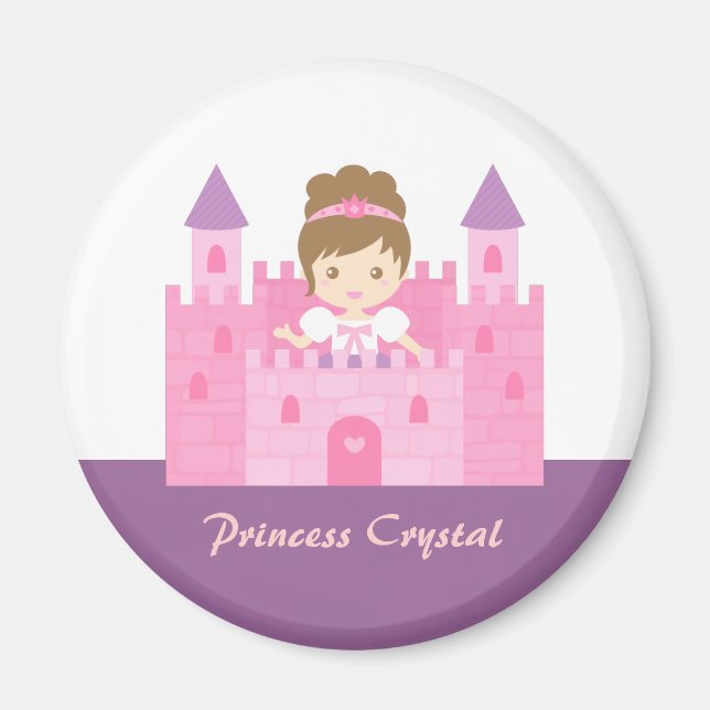 Imán Niña Princesa Linda en Castillo Rosa Cuento de Had (Frente)