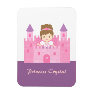 Imán Niña Princesa Linda en Cuento de Hadas de Castillo