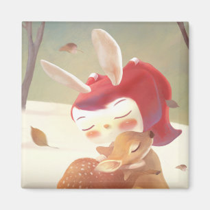 Imán Niña que abraza a ciervo