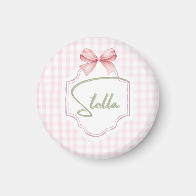 Imán Niña Stella Bow&Gingham personalizada (Frente)