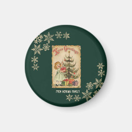 Imán Niñas de pinos de época presentan copos de nieve