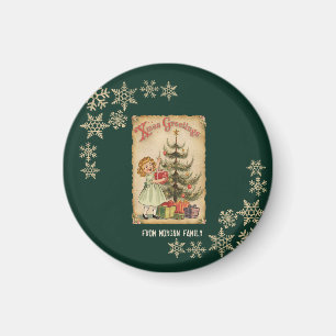 Imán Niñas de pinos de época presentan copos de nieve