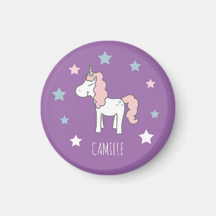 Imán Niñas Lindas Unicornio Mágico Púrpura