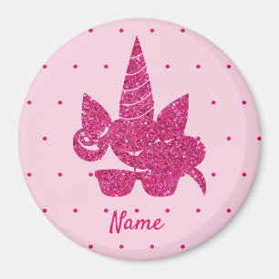 Imán Niñas Purpurinas Rosa Unicorn
