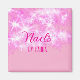 Imán Niñas purpurinas rosadas y nails añaden nombre a s