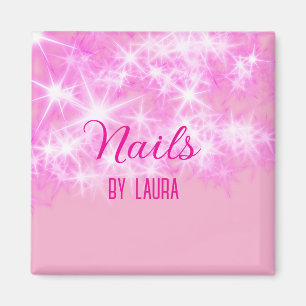 Imán Niñas purpurinas rosadas y nails añaden nombre a s