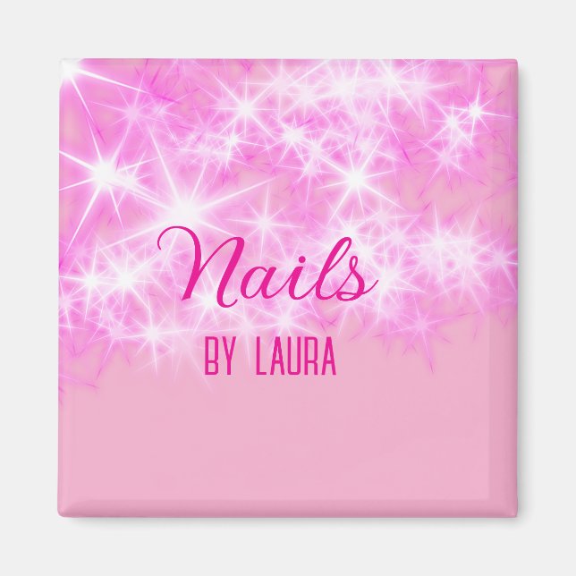 Imán Niñas purpurinas rosadas y nails añaden nombre a s (Frente)