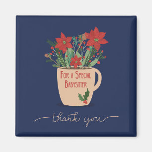 Imán Niñera Gracias en Navidad Poinsettias