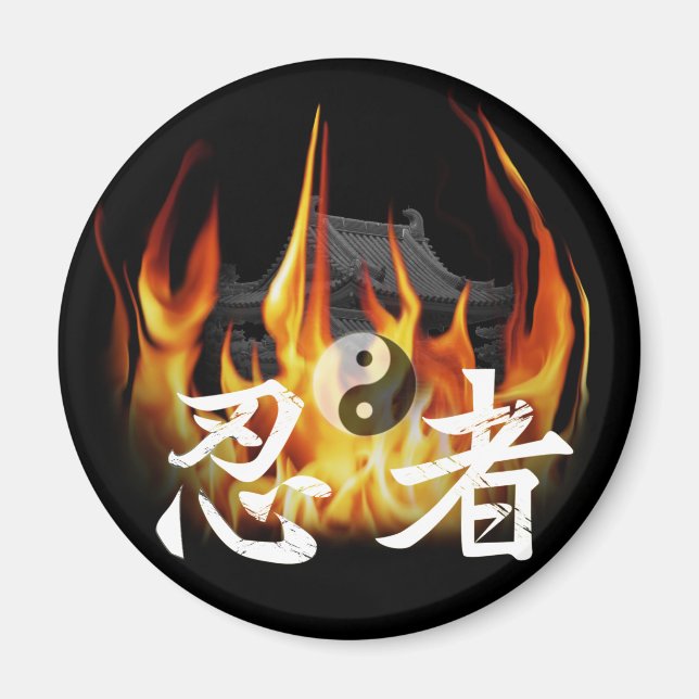 Imán Ninja en llamas (Frente)