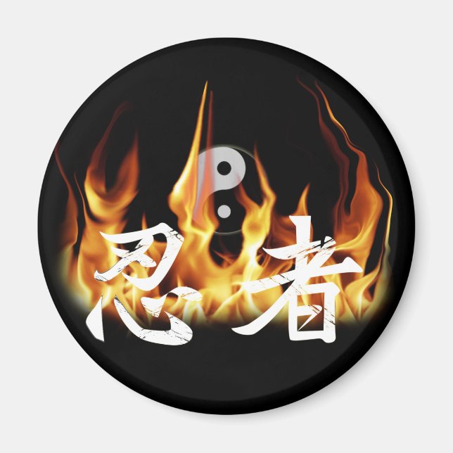 Imán Ninja en llamas (Frente)