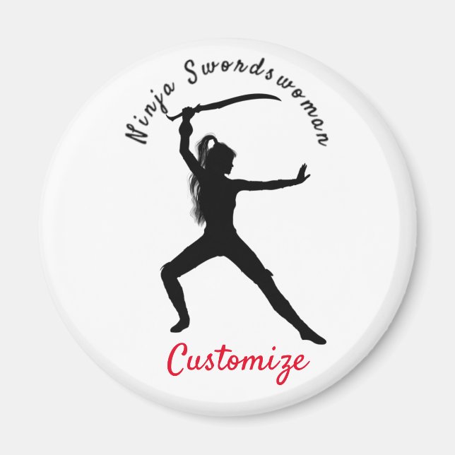 Imán Ninja Swordswoman Silhouette Thunder_Cove (Frente)