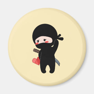 Imán Ninja Tímido Sonrojado Sosteniendo Corazón de Pape