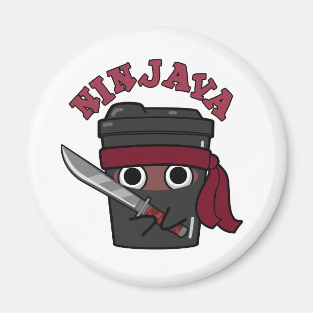 Imán Ninjava Funny Ninja Java Coffee Pun (Frente)