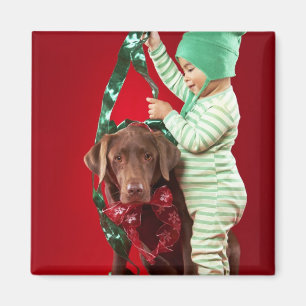Imán Niño adornando a un perro