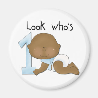 Imán Niño afroamericano de primer cumpleaños camisetas 
