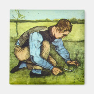 Imán Niño cortando hierba con hoz de Vincent van Gogh