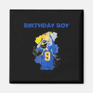 Imán Niño De Cumpleaños De 9 Años De Edad Azul Y Amaril