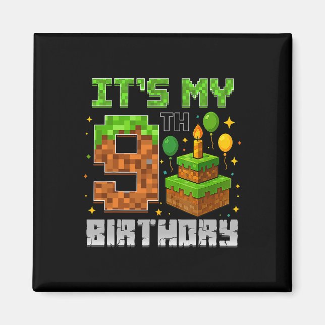 Imán Niño de cumpleaños es mi niño de 9 años (Frente)