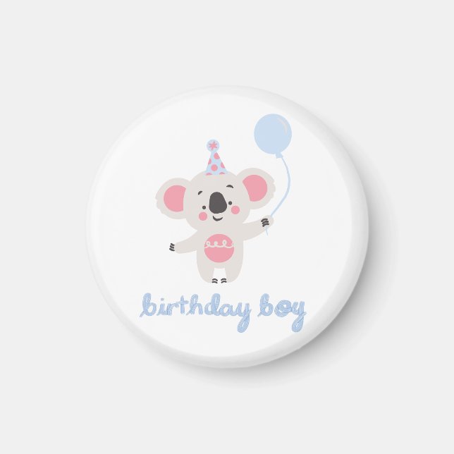 Imán Niño De Cumpleaños Teddy Oso Con Un Globo (Frente)