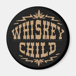 Imán NIÑO del WHISKY - logotipo negro de la cosecha de