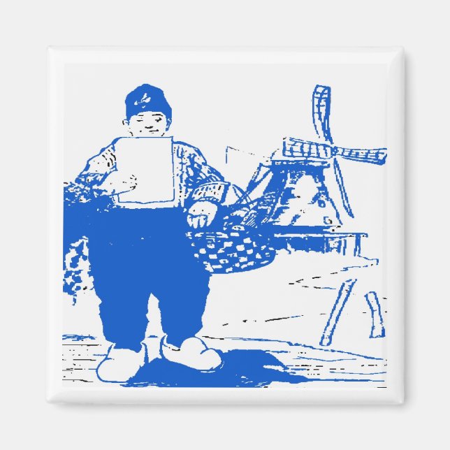 Imán Niño Holandés Con Molino De Viento (Frente)