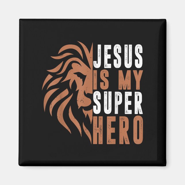 Imán Niño Jesús es mi superhéroe Dios Cristiano Hijo Br (Frente)
