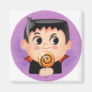 Imán Niño lindo con disfraz de Halloween vampiro