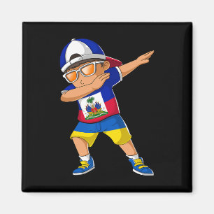 Imán Niño mitad haitiano mitad ucraniano bandera de Hai