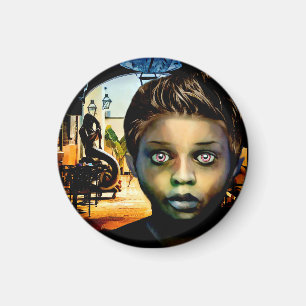 Imán niño negro lobo en Nueva Orleans Arte original