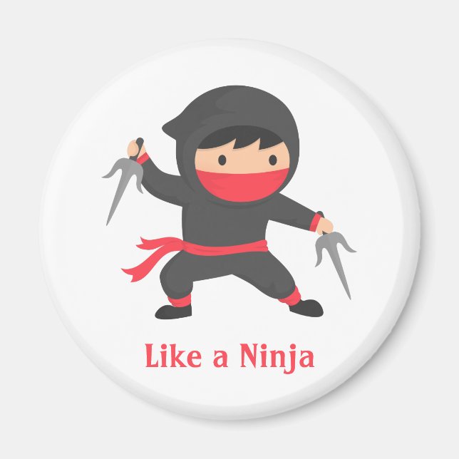 Imán Niño Ninja lindo con armas chiitas para niños (Frente)