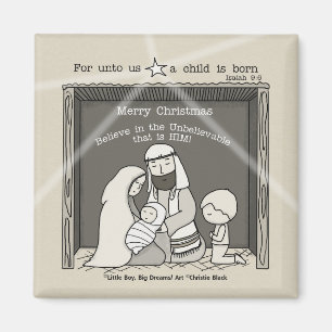 Imán Niño Pequeño en el Pesebre-Feliz Navidad