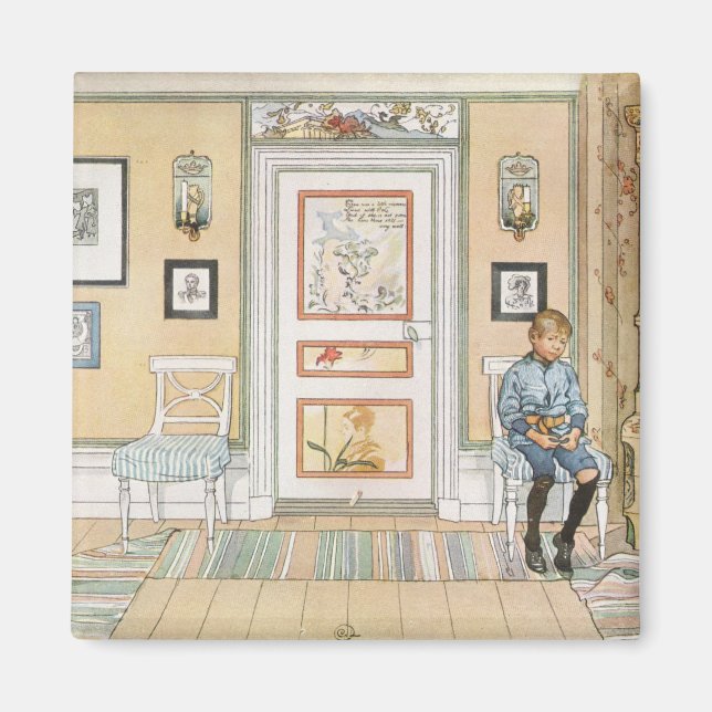 Imán Niño sentado en la esquina (por Carl Larsson) (Frente)