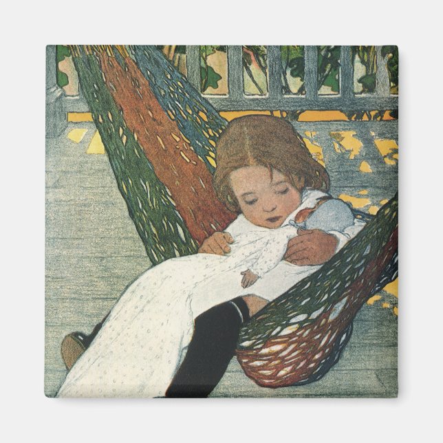 Imán Niño ventilado con muñeca por Jessie Willcox Smith (Frente)