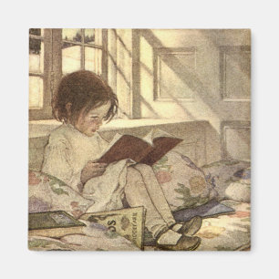 Imán Niño ventilado leyendo un libro, Jessie Willcox Sm