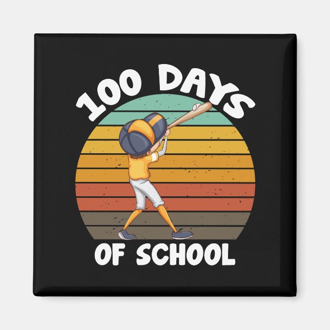 Imán Niños 100 días de escolares 100 días de béisbol (Frente)