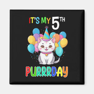 Imán Niños 5º Chica de cumpleaños Camisa de gato Quinto