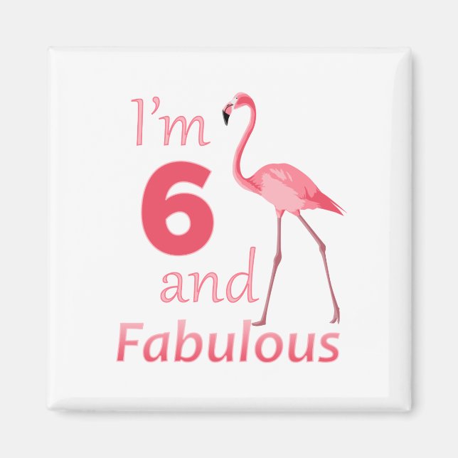 Imán Niños 6 cumpleaños flamingo rosado (Frente)