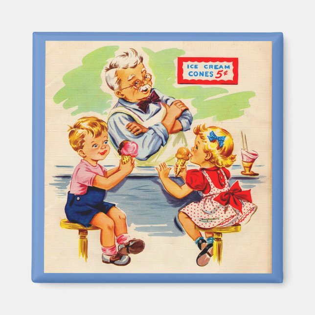 Imán niños adorables en la fuente de refrescos (Frente)