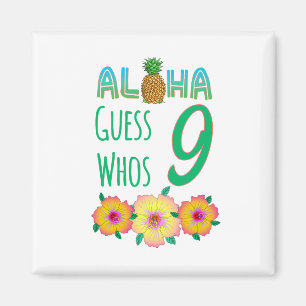 Imán Niños Aloha Tropical Luau 9 años Cumpleaños