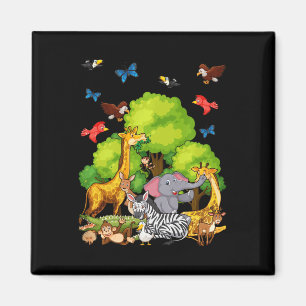 Imán Niños amantes de los animales safari