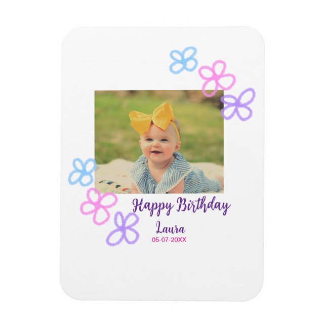 Imán Niños bebé primer cumpleaños añadir fecha añadir f (Vertical)