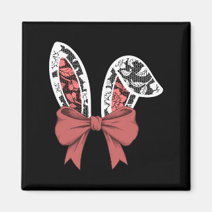Imán Niños Blancos Lace Bow Rabbit Ears Easter Bunny Bo