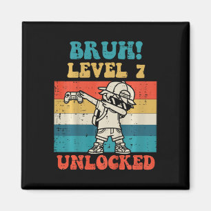 Imán Niños Bruh Nivel 7 Desbloqueado Gamer Dab Retro 7º