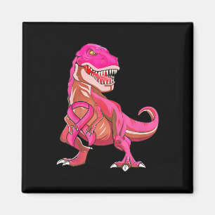 Imán Niños Cinta Rosa T Rex Cáncer de Mama Niño Concien