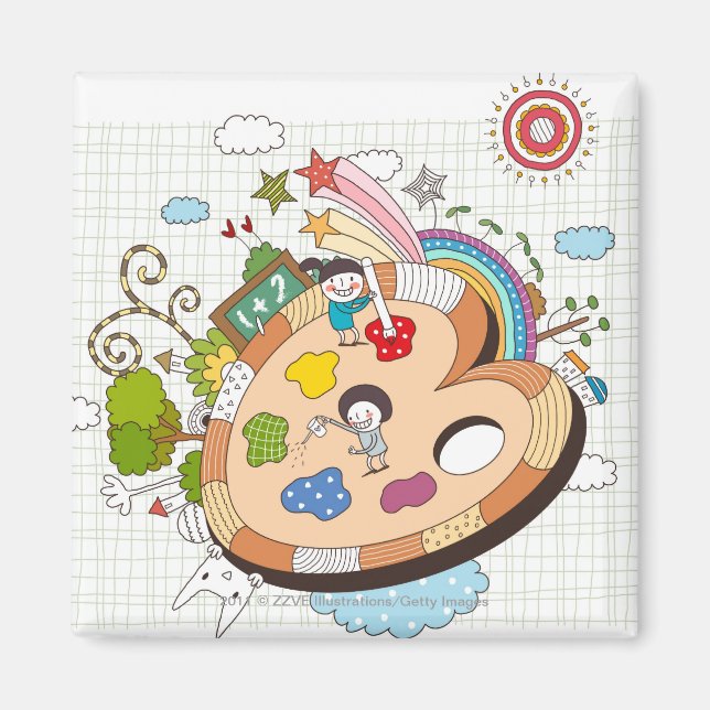 Imán Niños con pinceles (Frente)