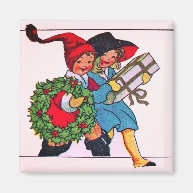 IMÁN NIÑOS CON REGALOS DE NAVIDAD (Frente)