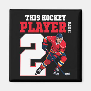 Imán Niños Cumpleaños de Hockey sobre Hielo 2do Cumplea